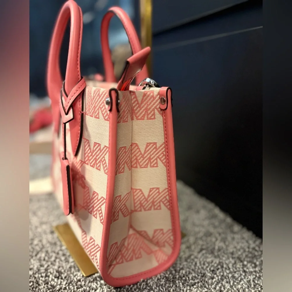 Michael Kors Pink and Cream Logo Satchel